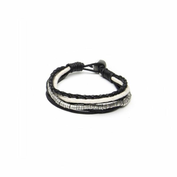 Bracciale multifilo pelle nero