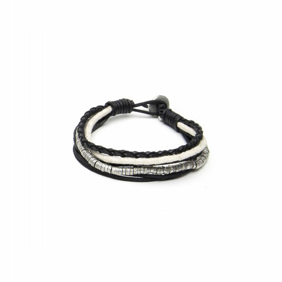 Bracciale multifilo pelle nero